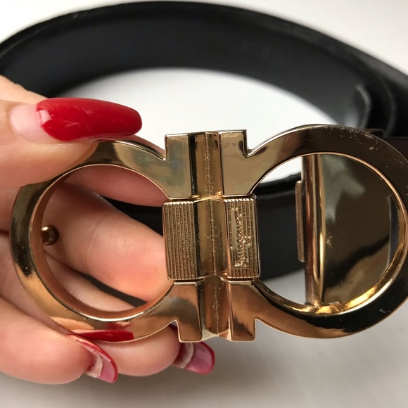 Ferragamo gold buckle leather belt main image 7